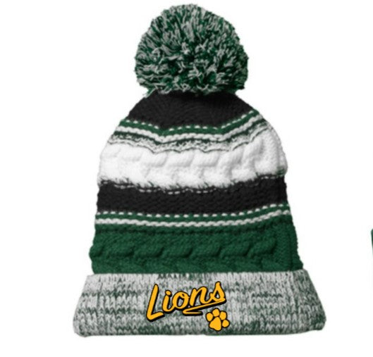 Lion's Embroidered Pom Pom Hat